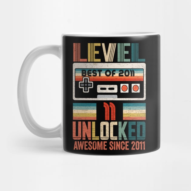 Vintage Level 11 Unlocked Video Gamer 11th Birthday by DanielHeresmo